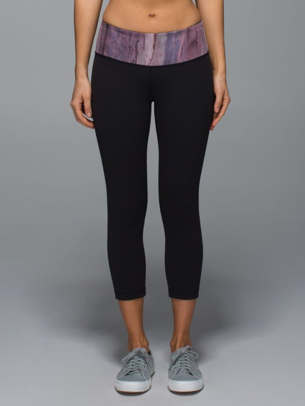 Lululemon Pink & Black Luon Low Rise Wunder Under Crop
